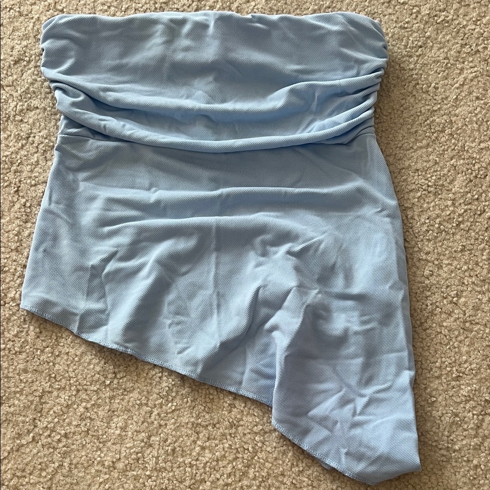 Light Blue Strapless Top